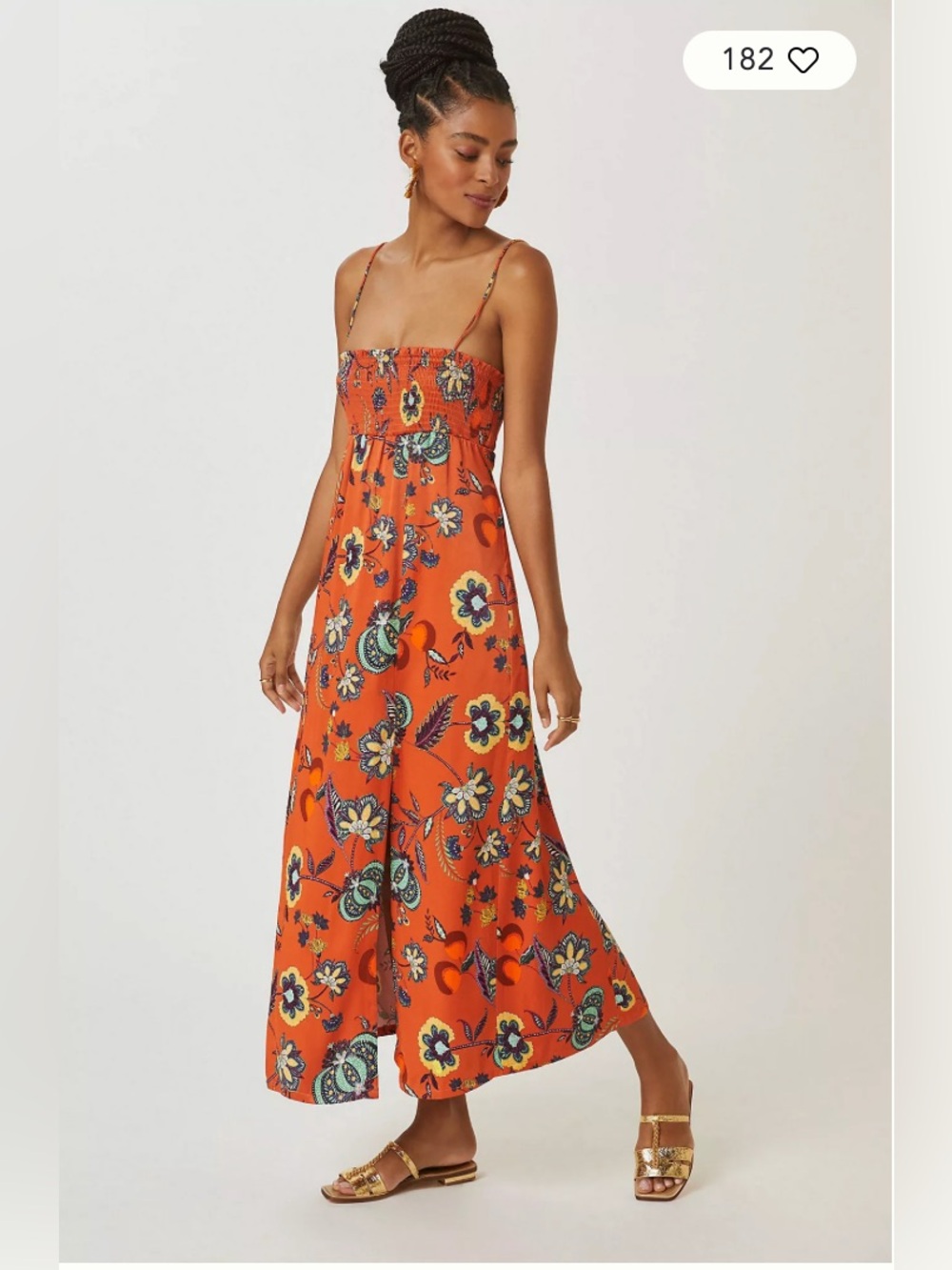 Anthropologie x Maeve Floral Cross Back Maxi Dress. Orange. Size S